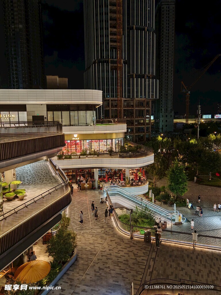 繁华都市商业广场夜景