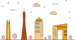 城市建筑风景插画