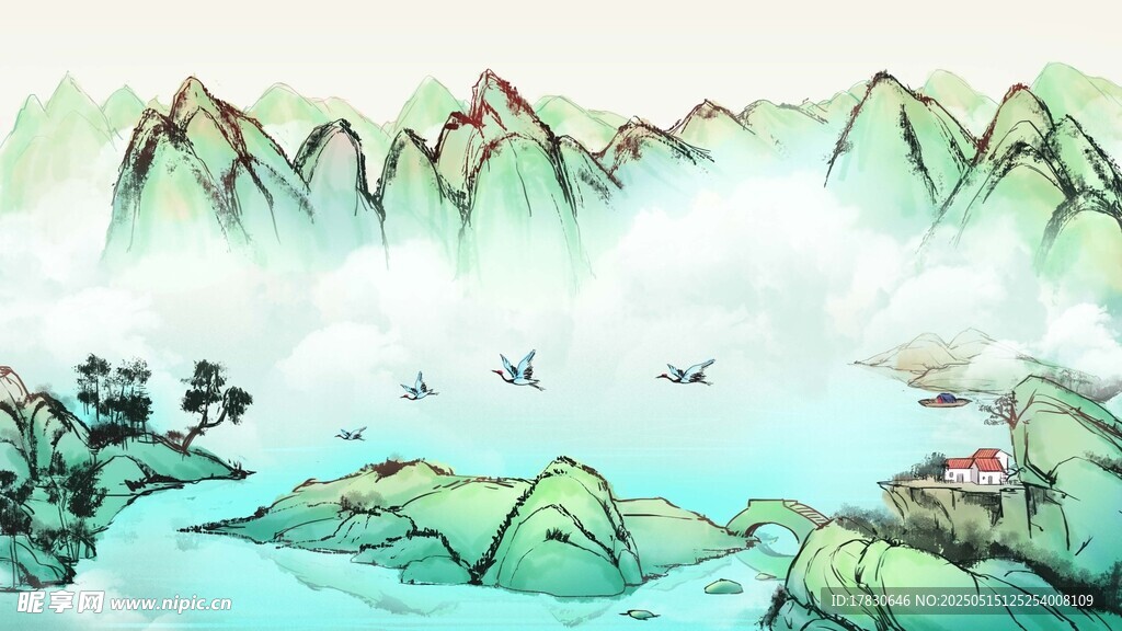水墨山水间的诗意景致