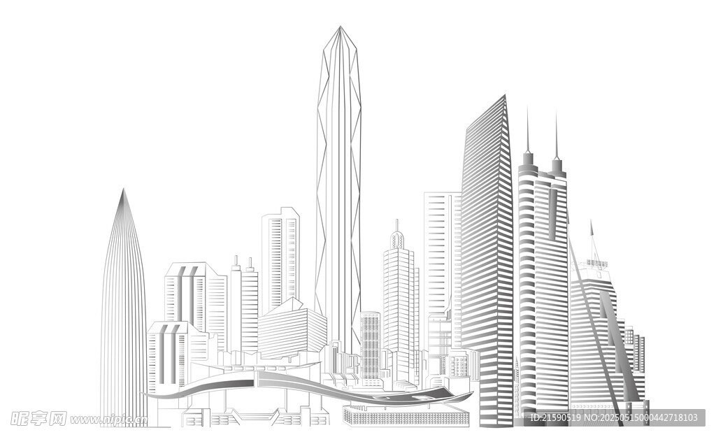 现代城市建筑轮廓图