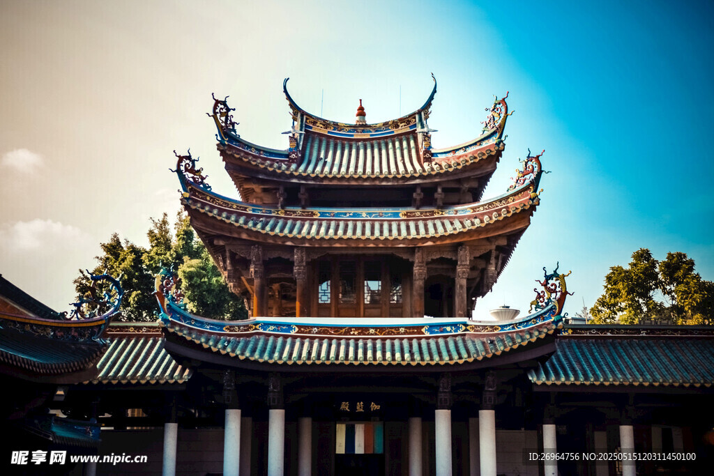 中式古建筑塔楼景观