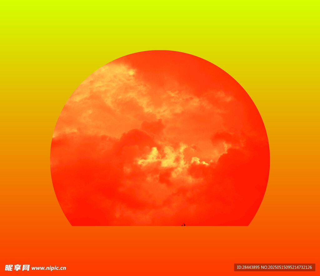橙红色半圆太阳景观