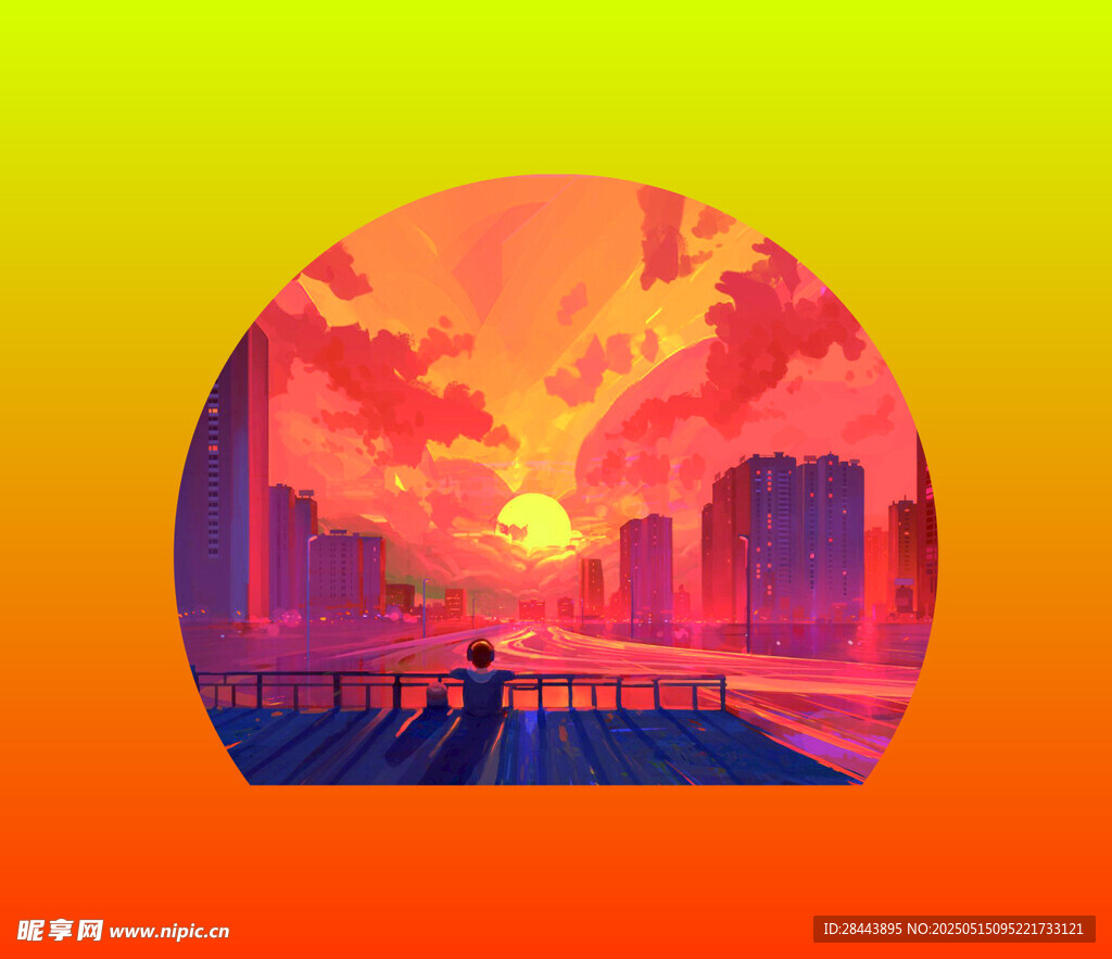 梦幻城市黄昏景象