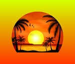 夕阳下的椰树海景图