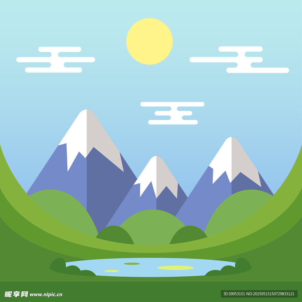 山间美景静谧湖泊与山峦