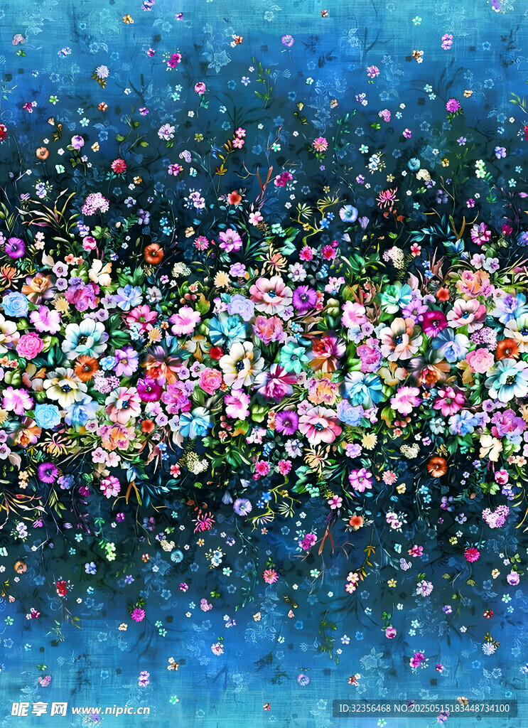 梦幻多彩花卉抽象背景图