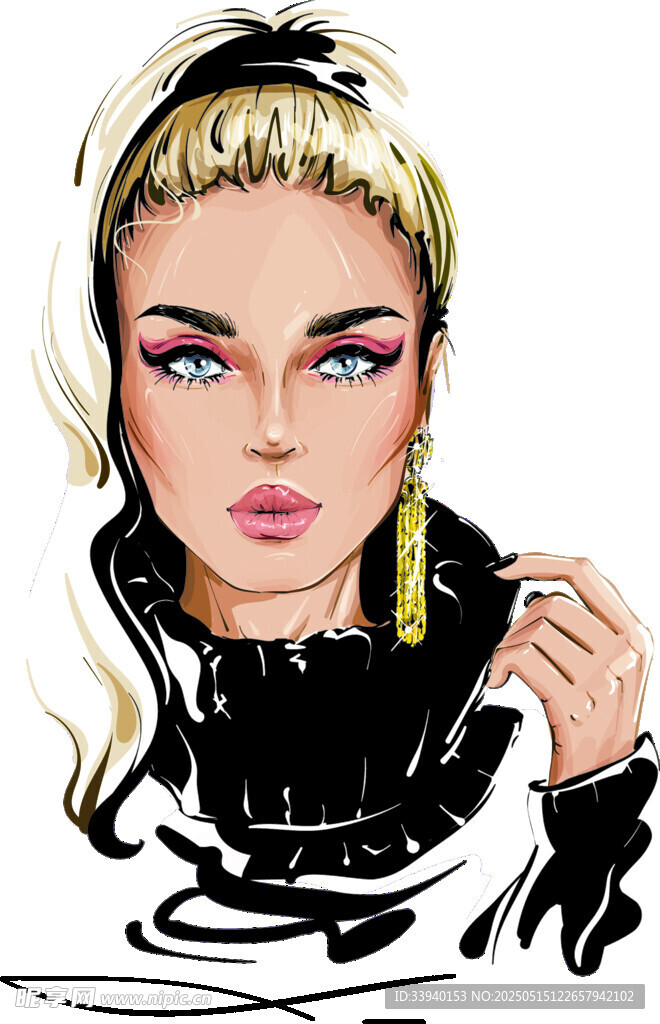 时尚酷感金发女性插画