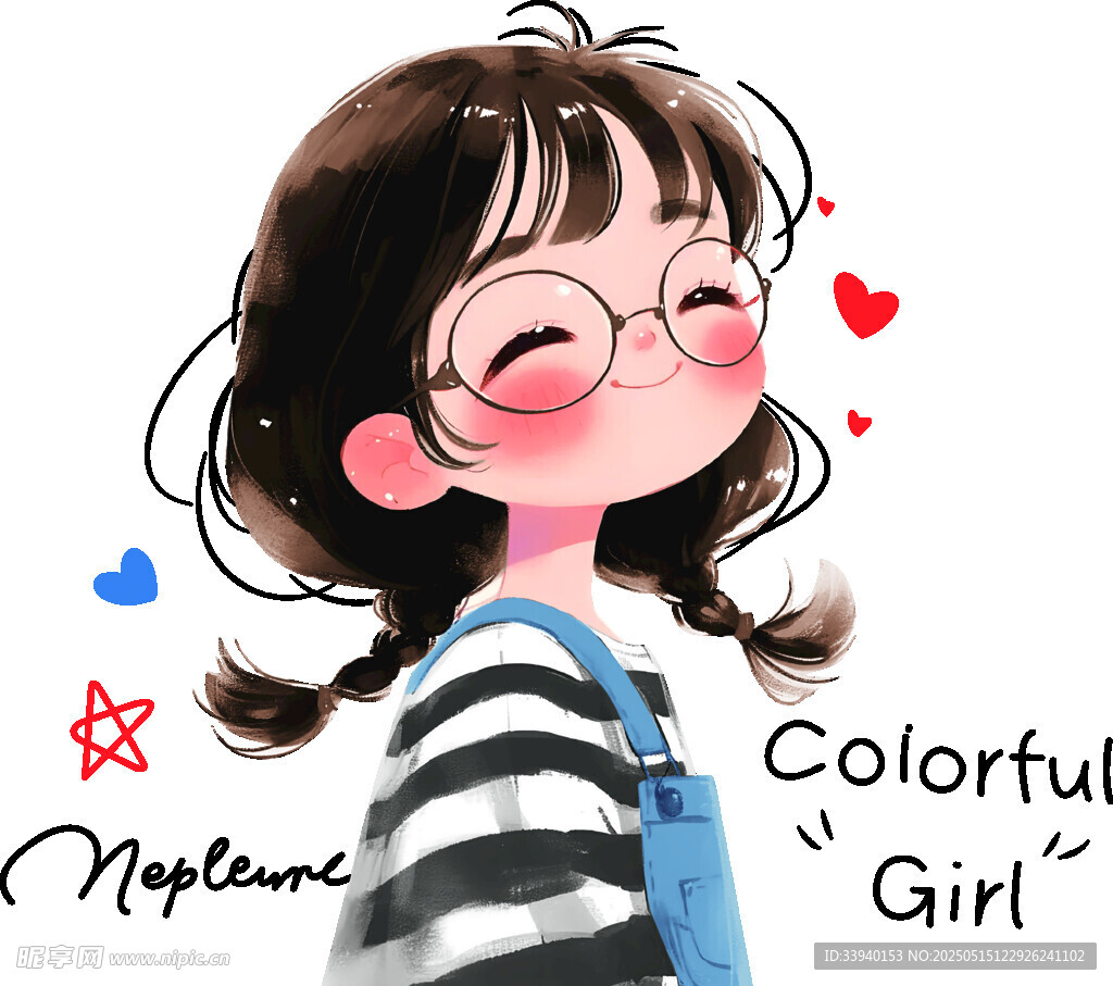 可爱双马尾彩发女孩