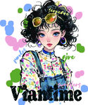 复古风少女插画