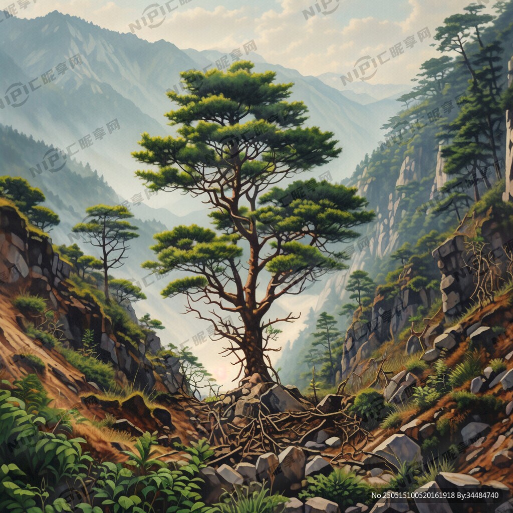 山区栽树图片