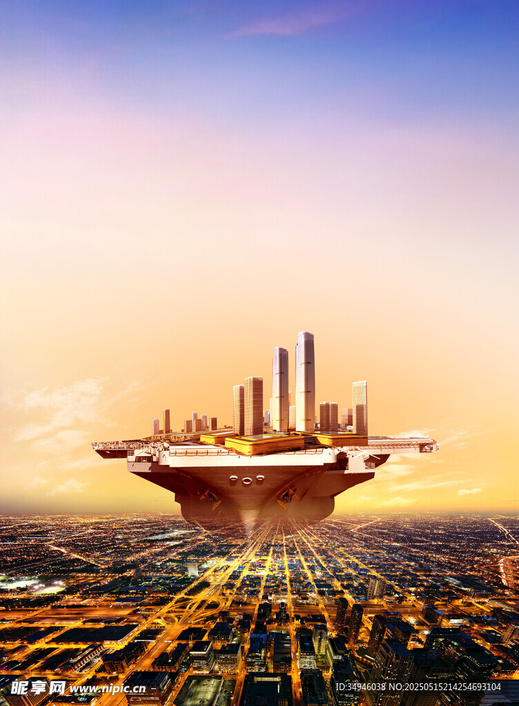 悬浮空中的未来科幻城市