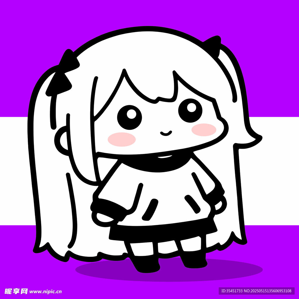可爱卡通双马尾女孩形象
