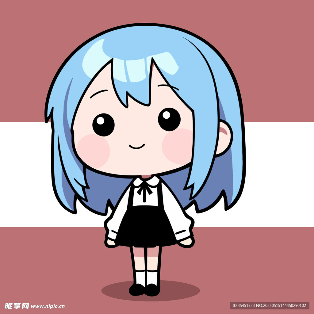蓝发卡通女孩可爱形象