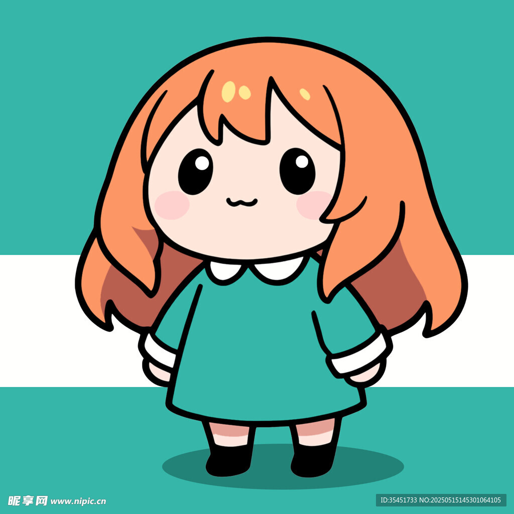 可爱红发女孩卡通形象