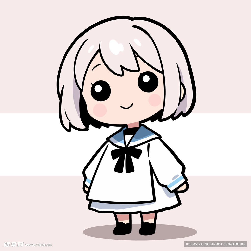 可爱短发水手服卡通女孩