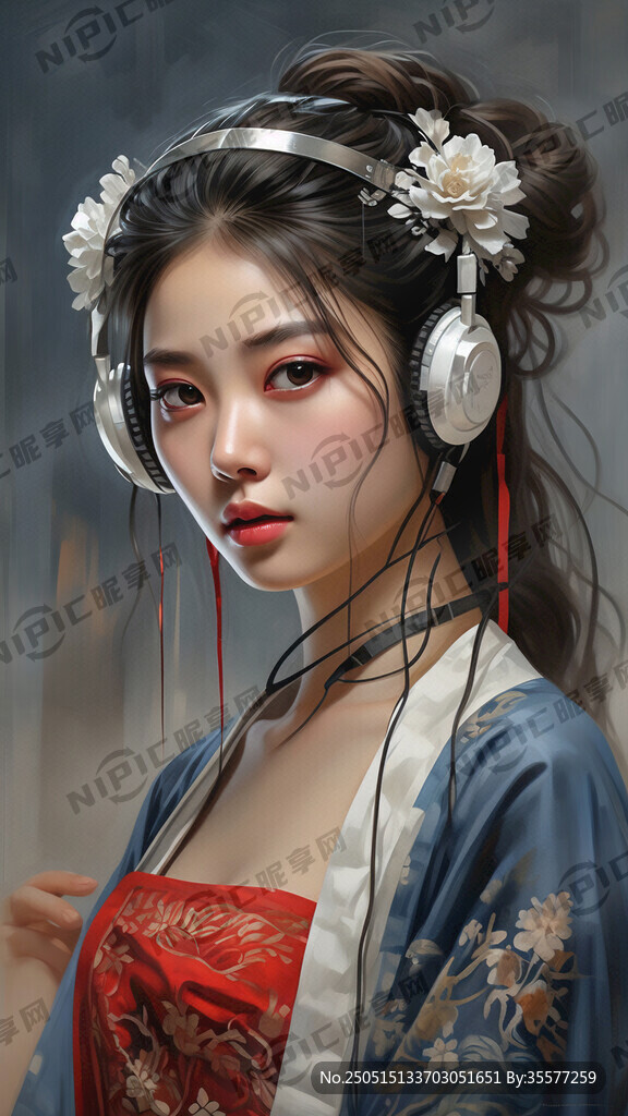 戴无线蓝牙耳机的漂亮女生