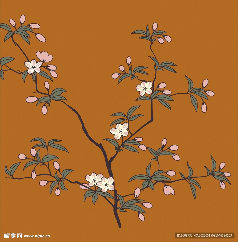 中式花卉图案插画