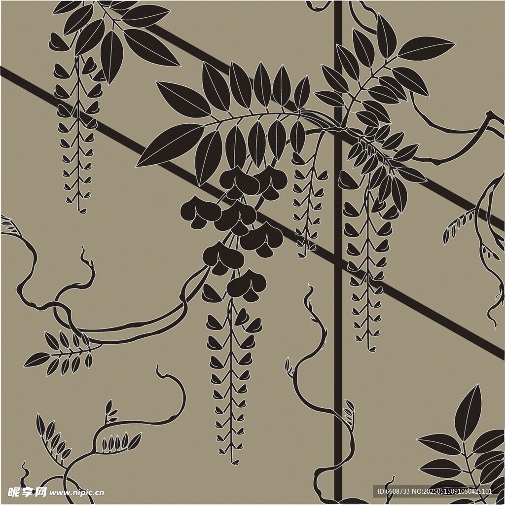 藤蔓花卉图案纹理背景图