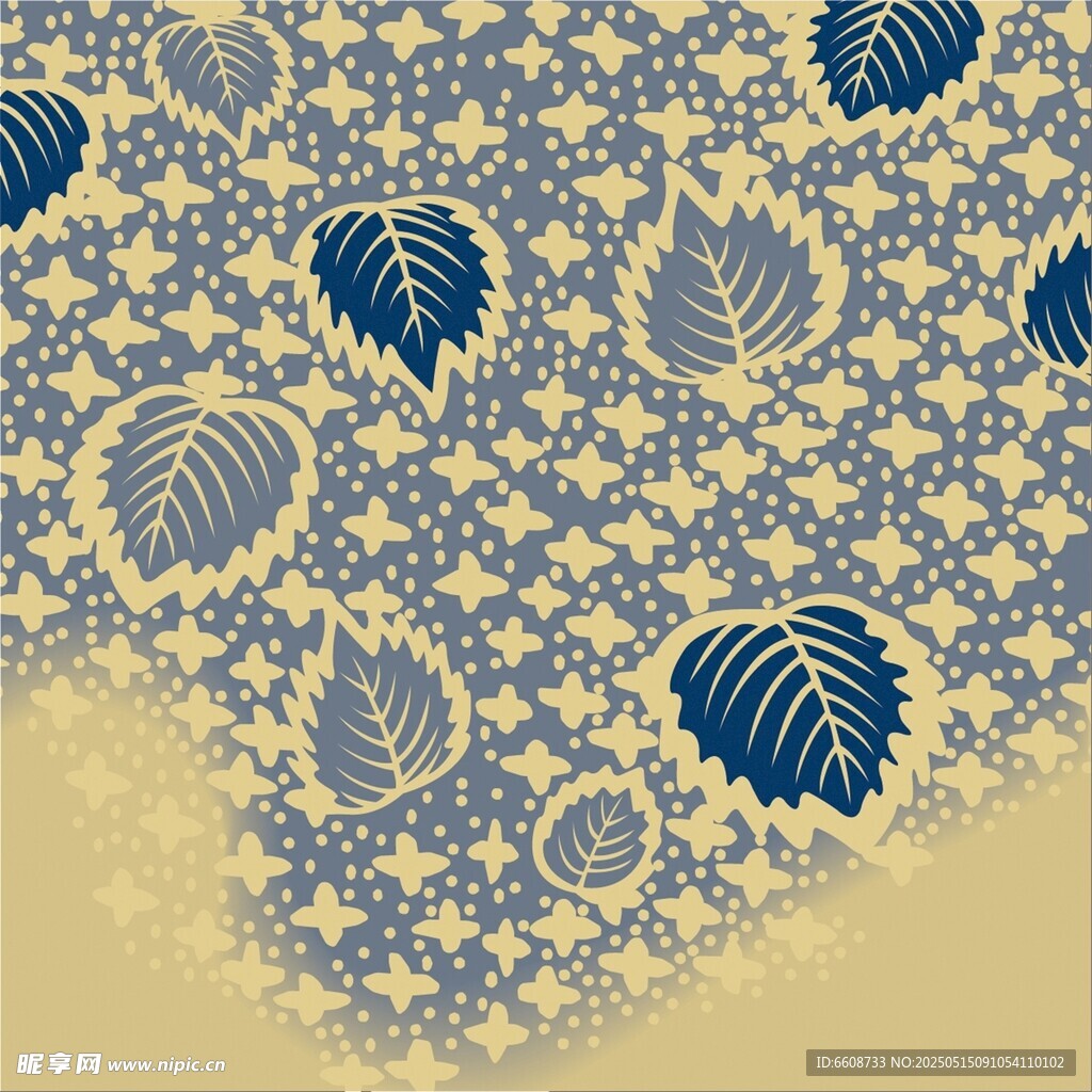 蓝黄相间叶形花纹图案