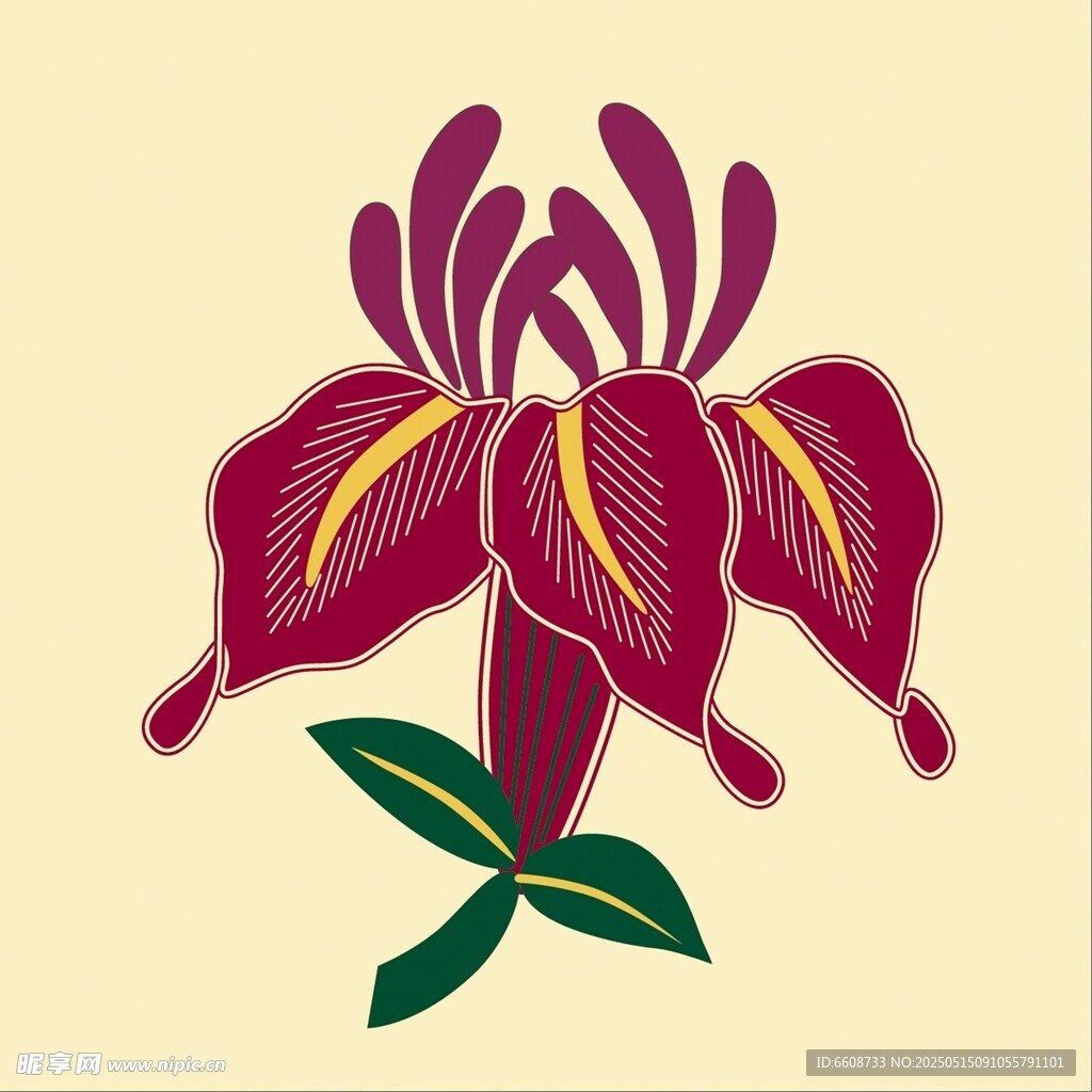 手绘紫色花朵插画