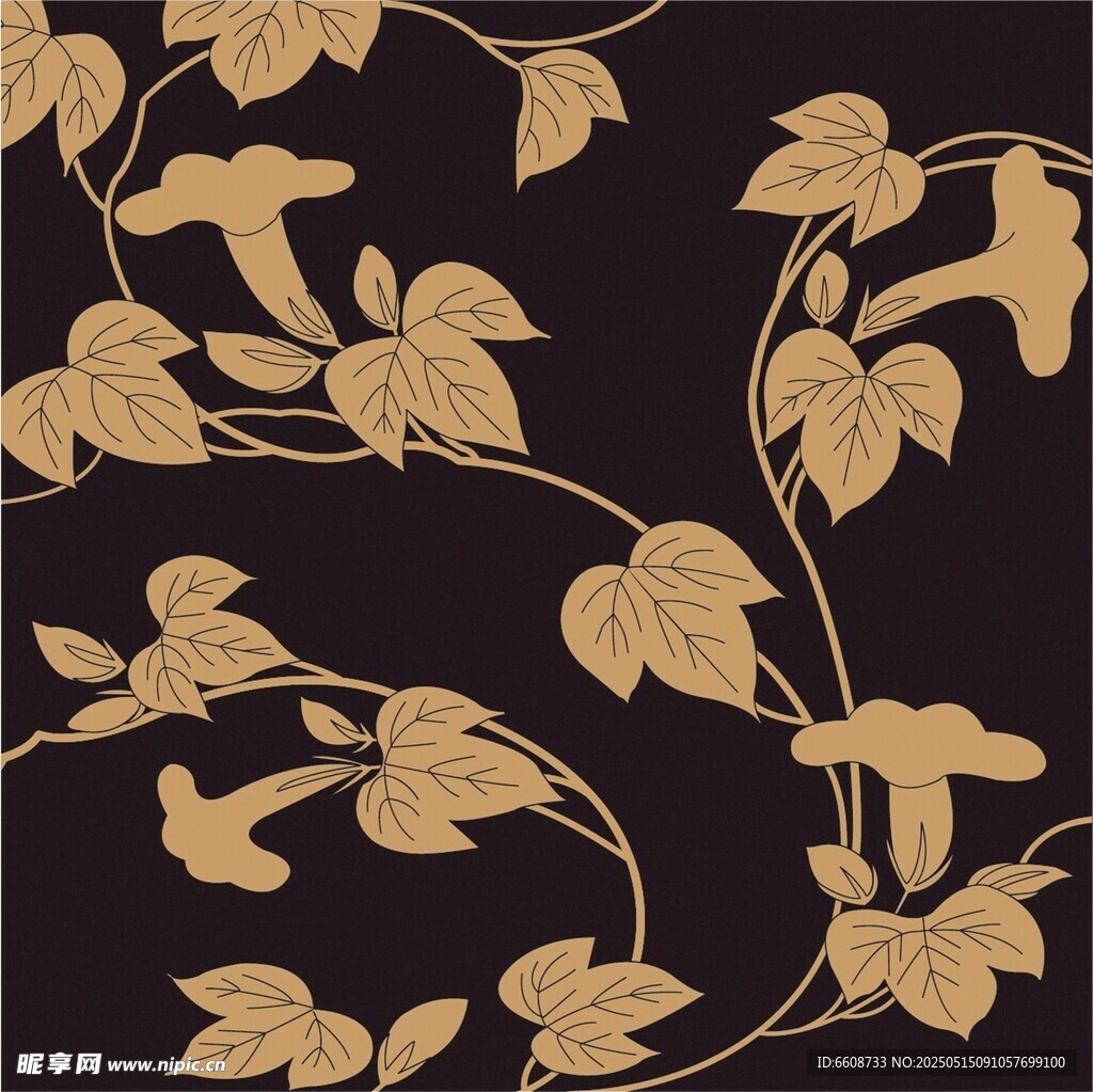 金色藤蔓花纹图案设计
