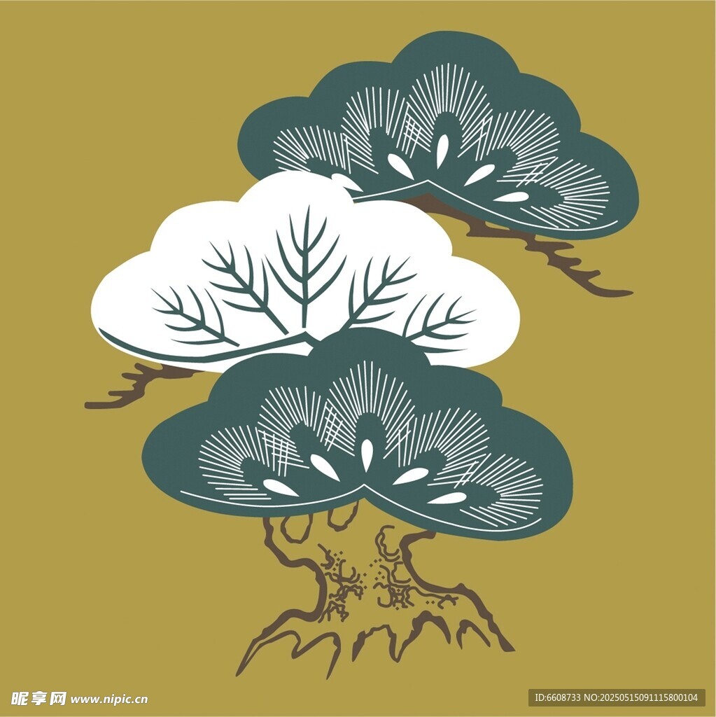 中式古风树木图案设计