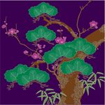 中式繁花绿树装饰图案