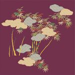中式紫底竹云图案设计