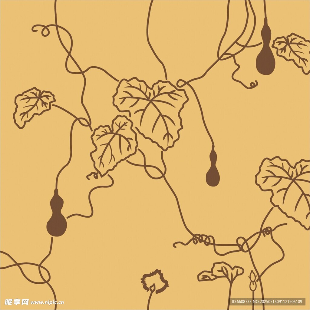 藤蔓葫芦图案设计素材