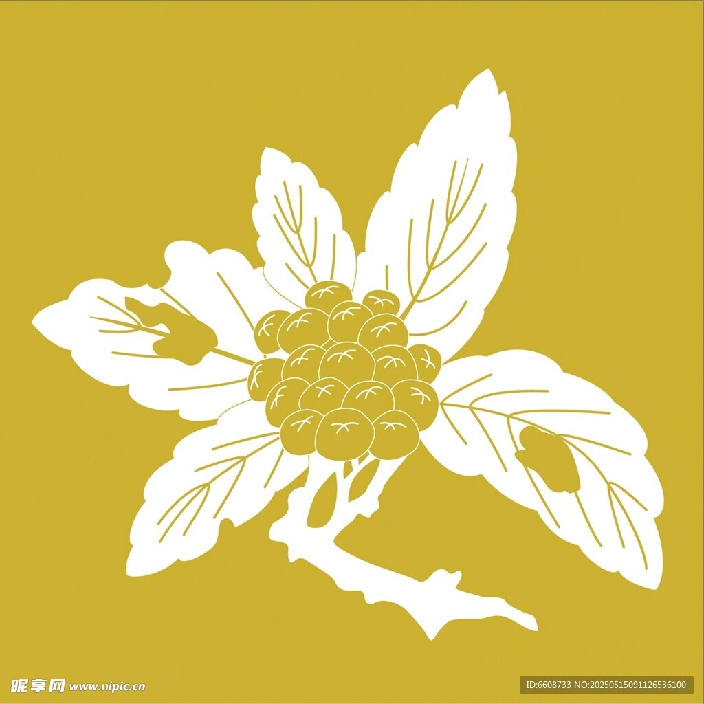 金色背景白色花卉图案