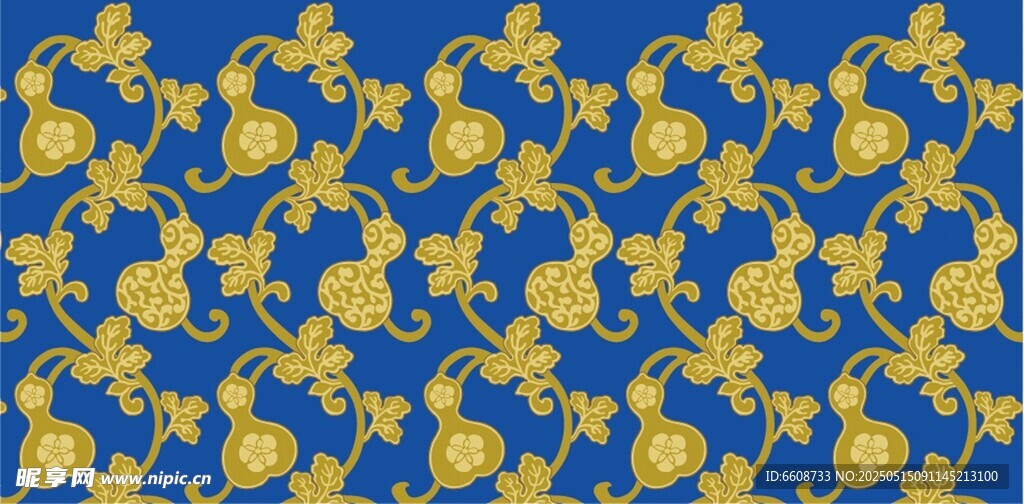 蓝色底金色花纹图案