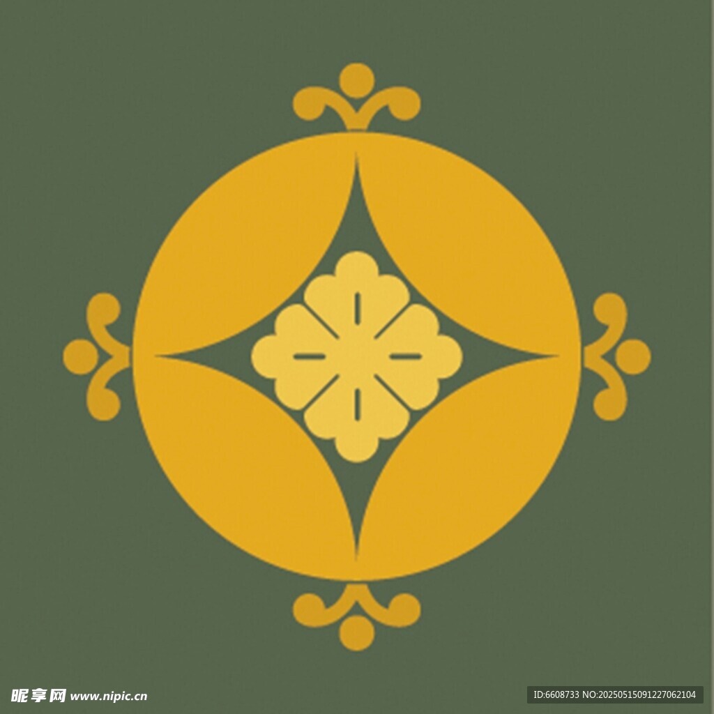 复古几何花卉装饰图案