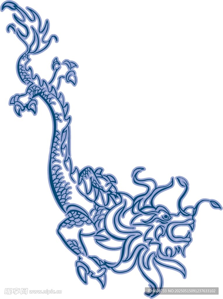 蓝色精美传统龙形图案