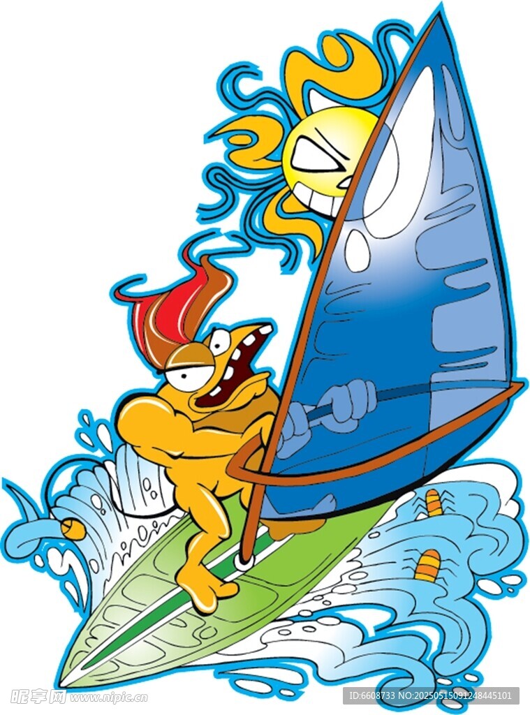 小猫海上扬帆冲浪