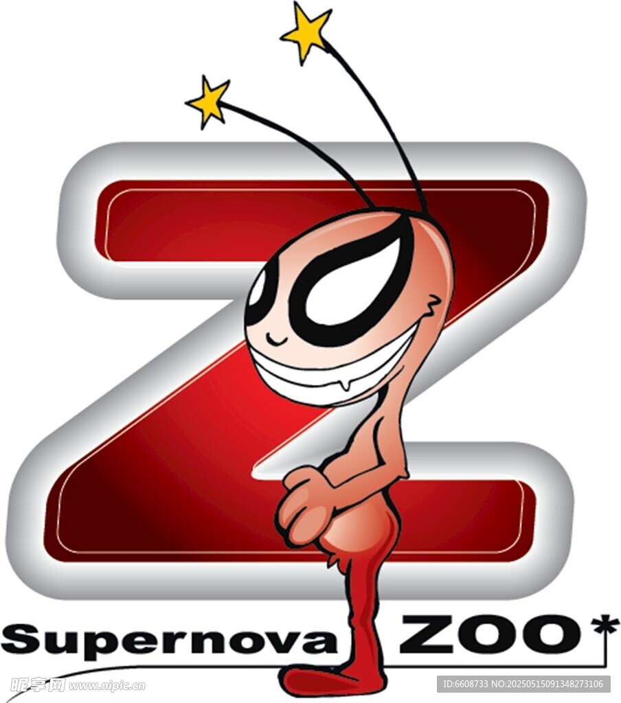 Zoo标志旁的卡通蚂蚁形象