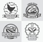 复古鸡肉鸡蛋食品标志集