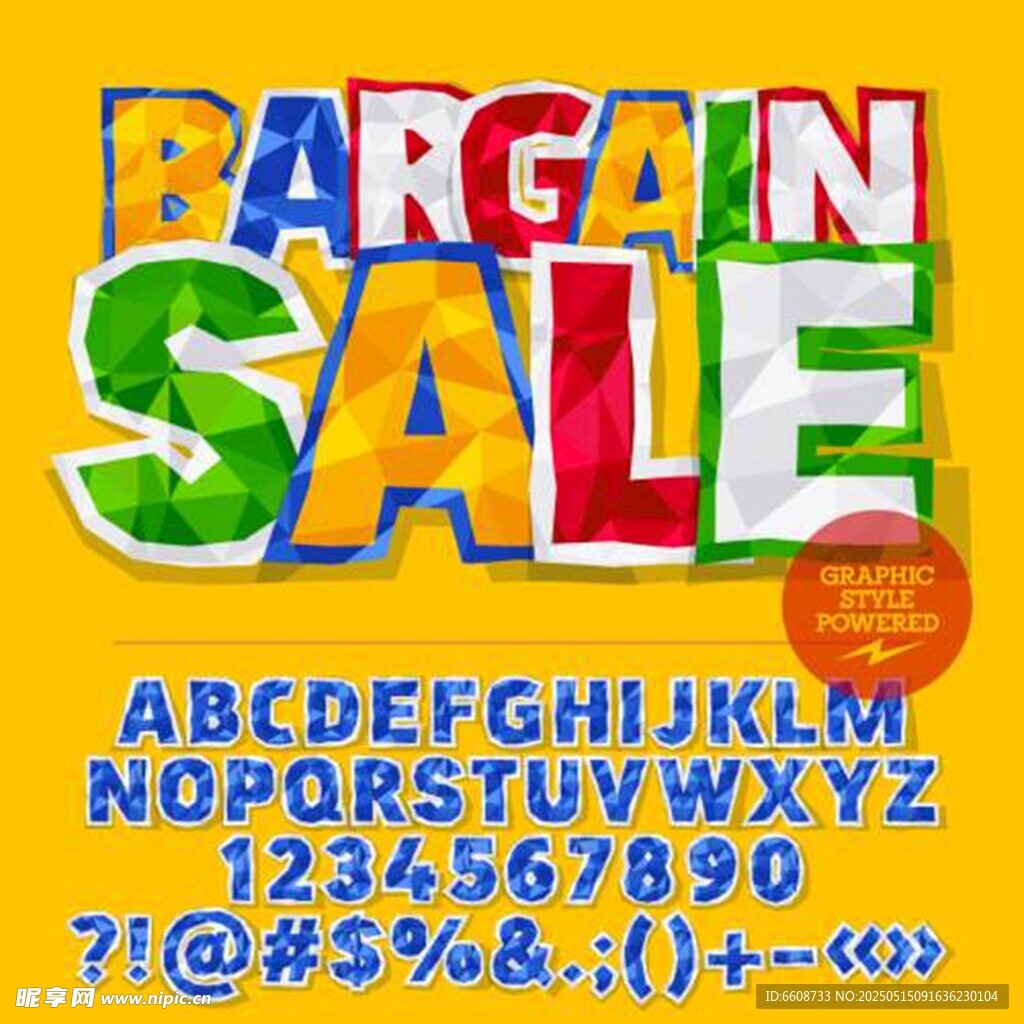 彩色促销字母数字字体展示
