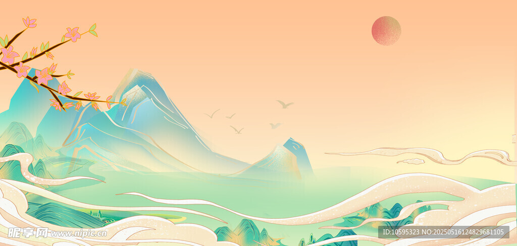 国风山水意境背景