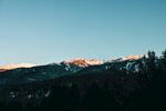 夕阳下的雪山森林美景
