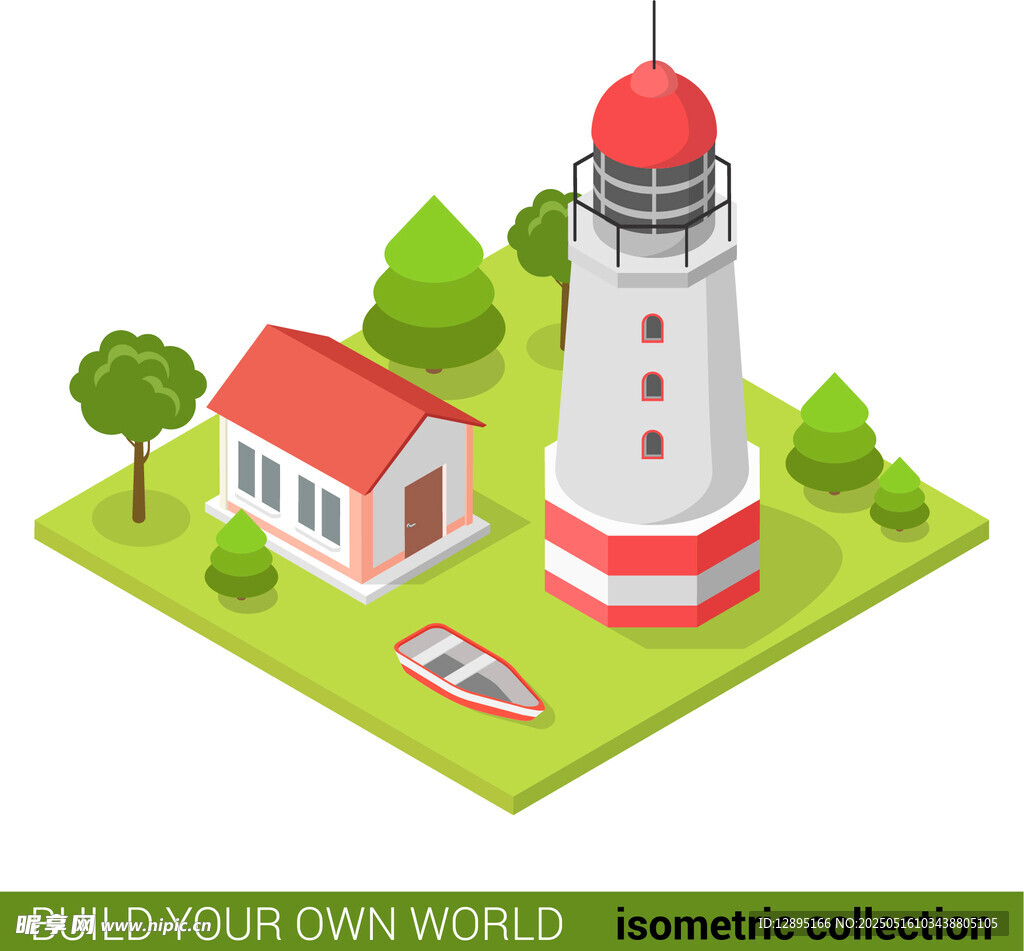 海边灯塔小屋景观