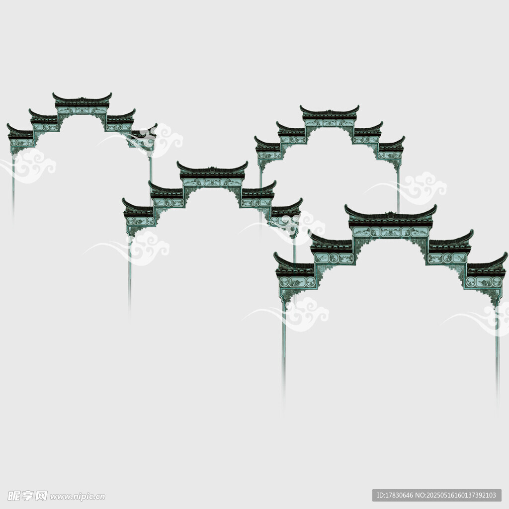 中式飞檐建筑轮廓