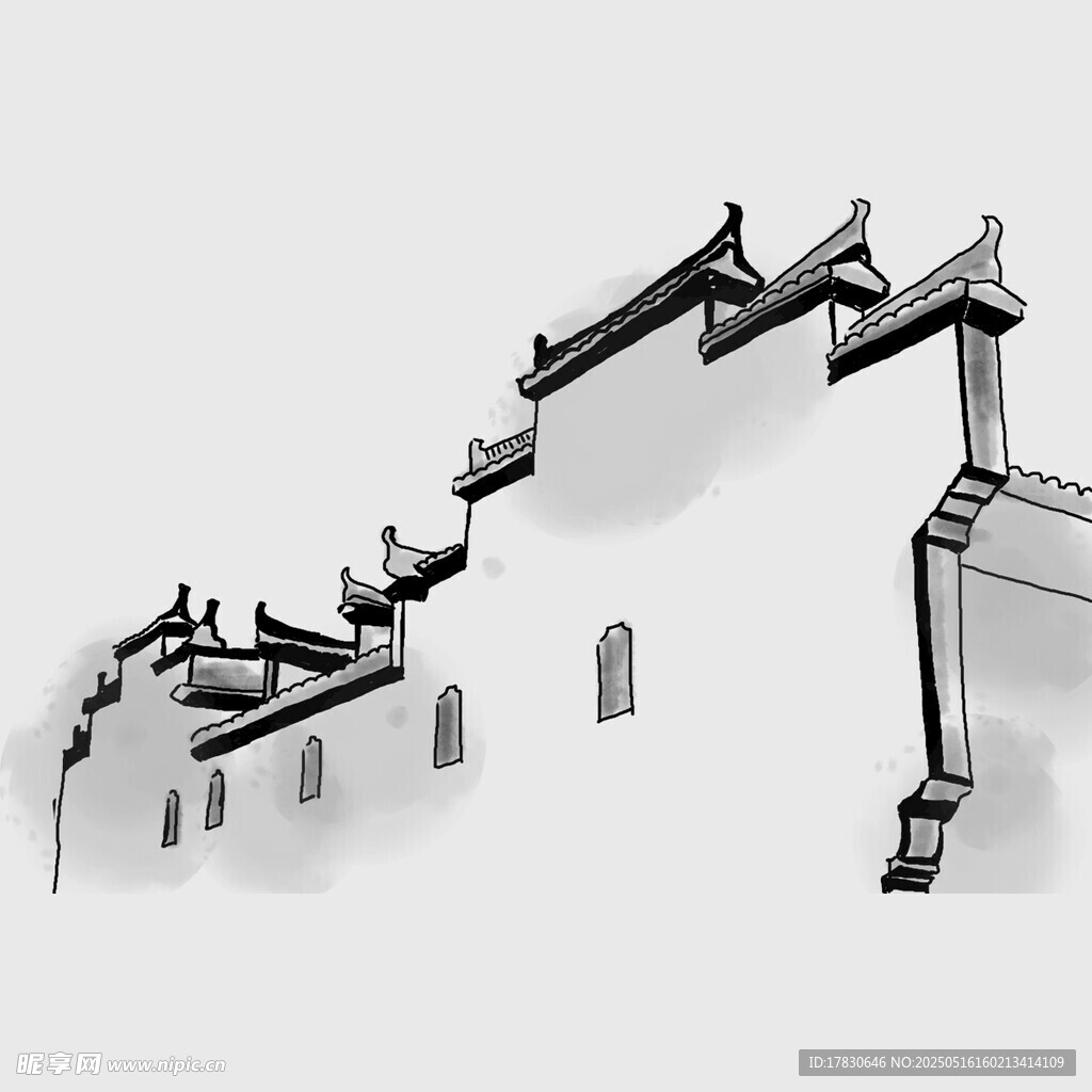 中式古建筑屋顶轮廓