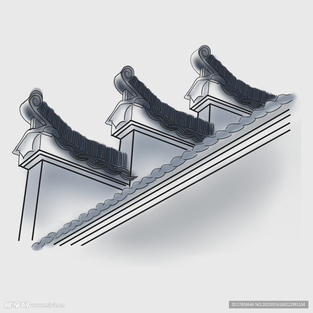 中式古建筑屋檐构件模型
