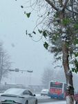 雪天城市道路行车景象