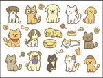 可爱猫狗卡通图案集合