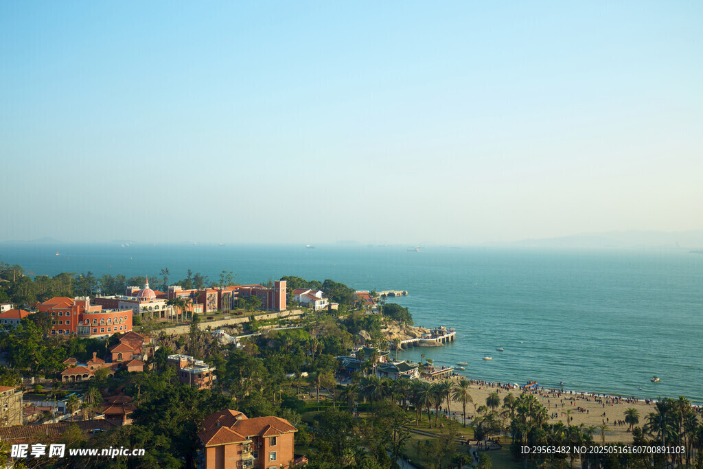 海滨城市美丽风光俯瞰