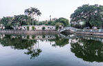 宁静湖畔绿树倒影美景