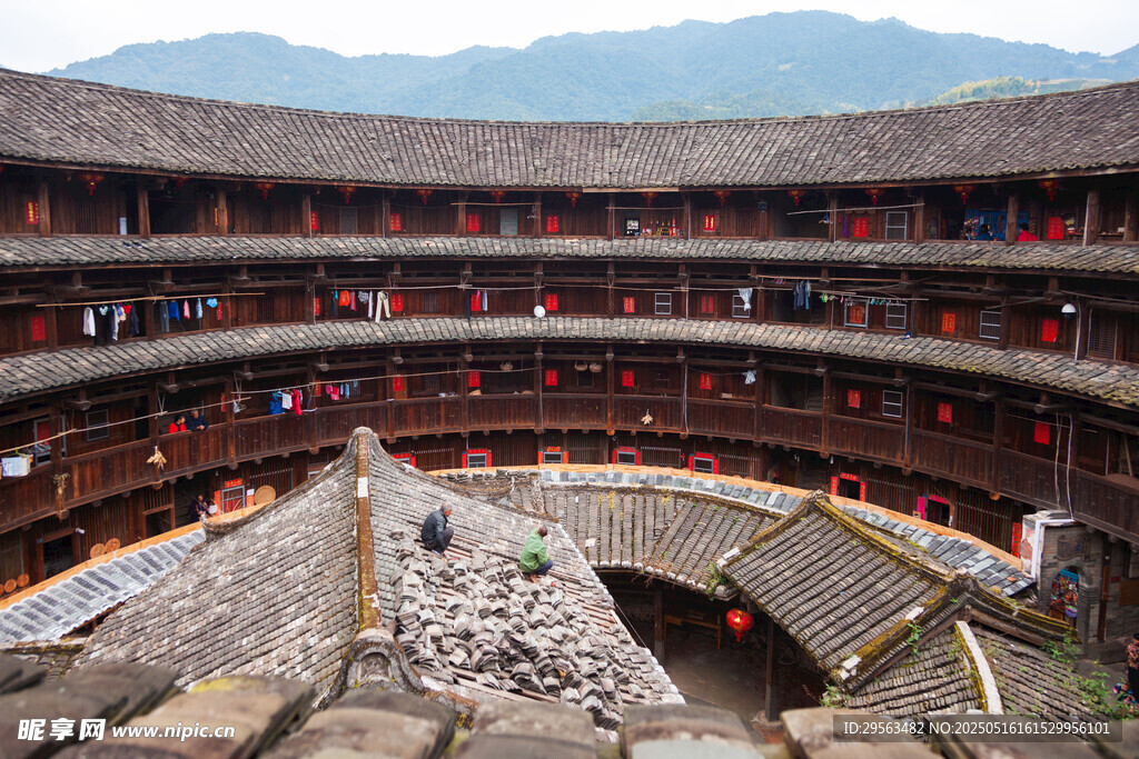 福建土楼壮观内部景象