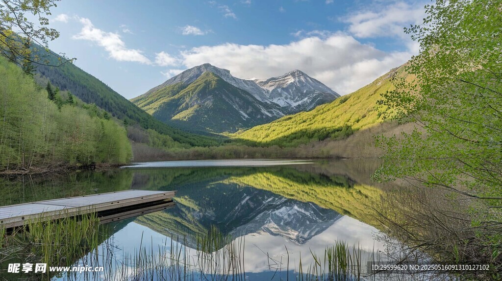 山间静湖美景如画