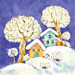 冬日雪景中的温馨小屋